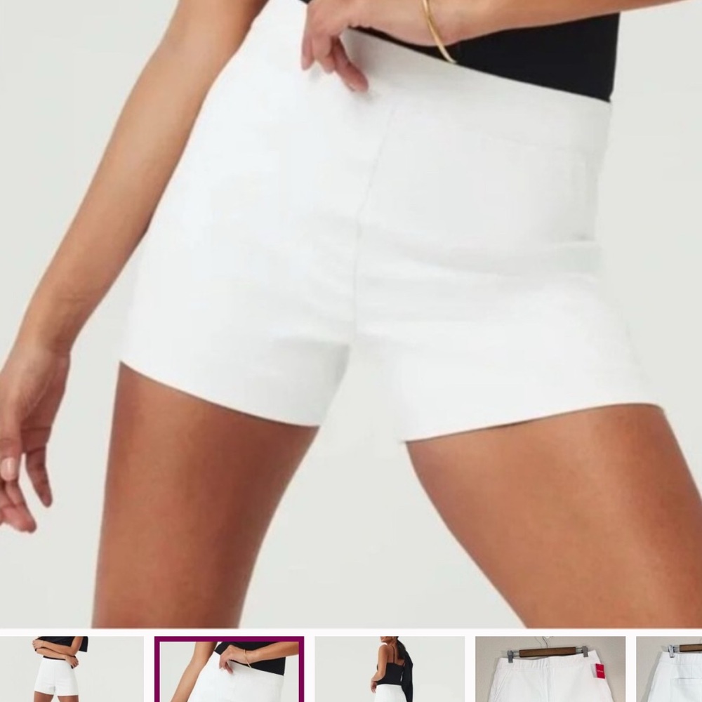 SPANX High Waist White Shorts Silver Linings 4”